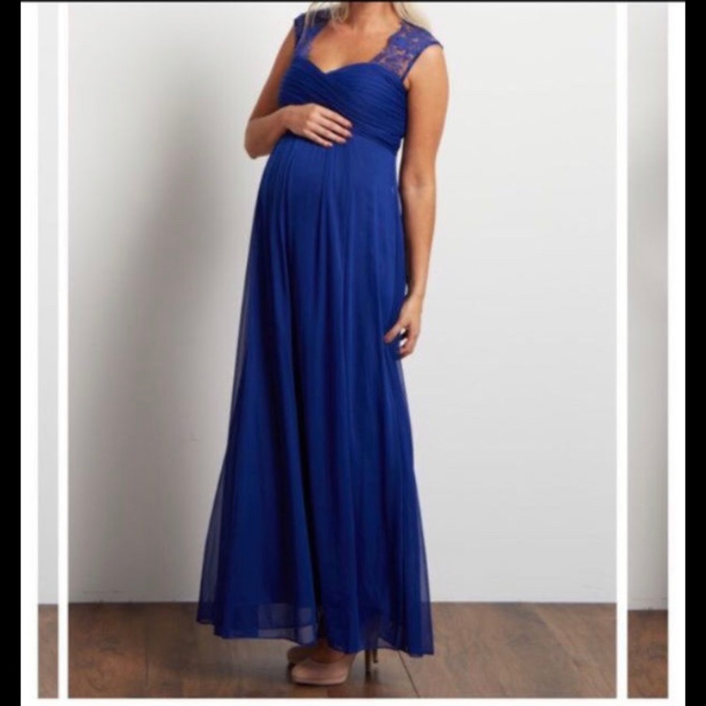 Pink Blush maternity royal blue dress